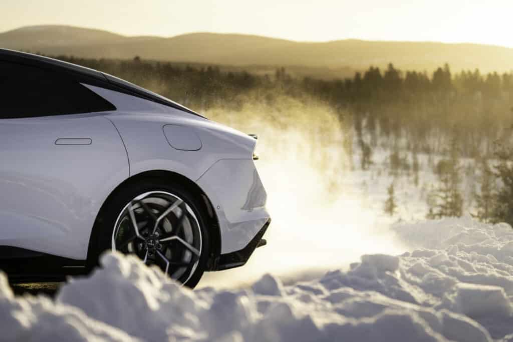 The pictures of the new Lotus Emeya gliding through the snow are spectacular