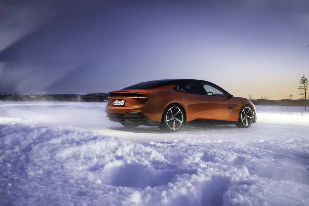 Footage of the new Lotus Emeya whipping about in the snow is a sight to behold