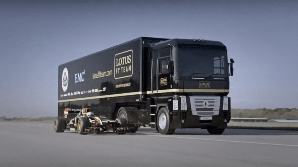 F1 Lotus world record truck jump