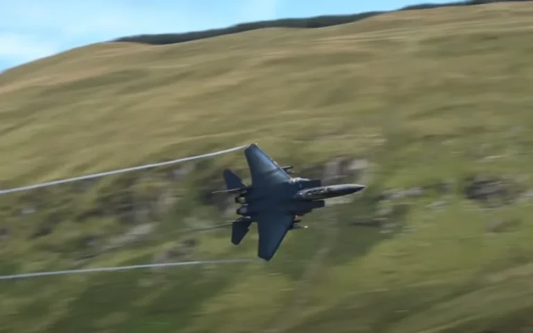 Four F-15E Strike Eagles rip through Wales’ Mach Loop, rattling the valleys with deafening power fans call 'the sound of freedom'