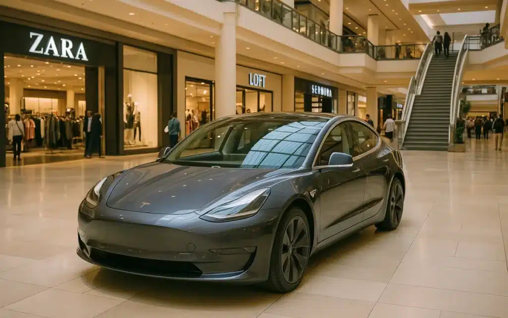 Shopping malls often have cars on display in showrooms or as exhibits, but have you ever wondered how they got there?
