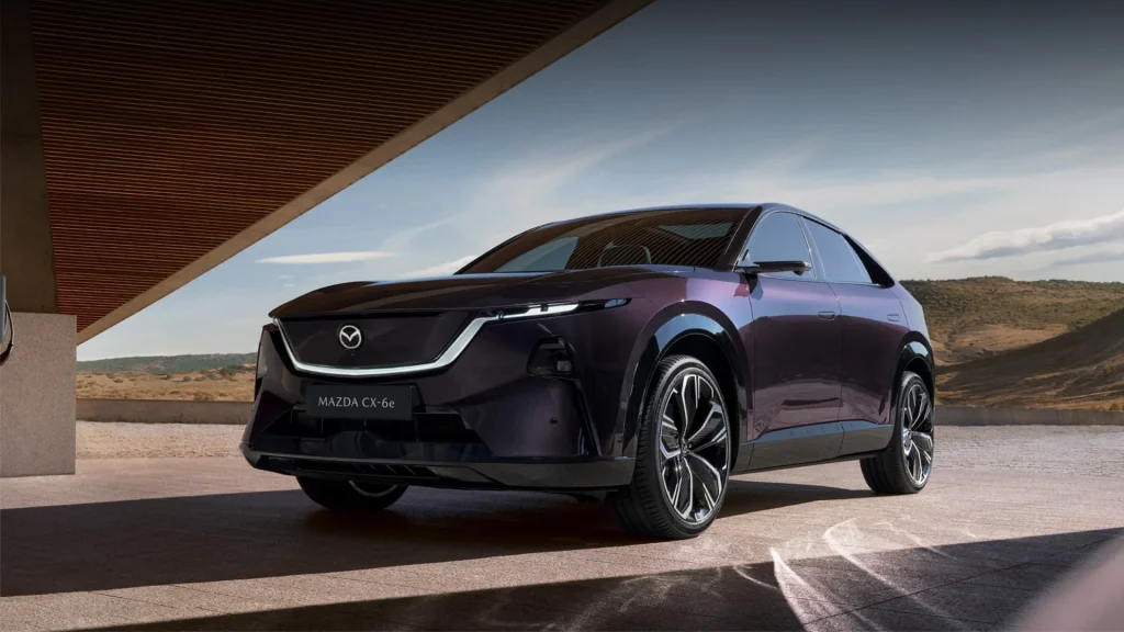Mazda has revealed its new CX-6e electric SUV, featuring a color-shifting Nightfall Violet paint and marking a bold step in the brand’s EV direction