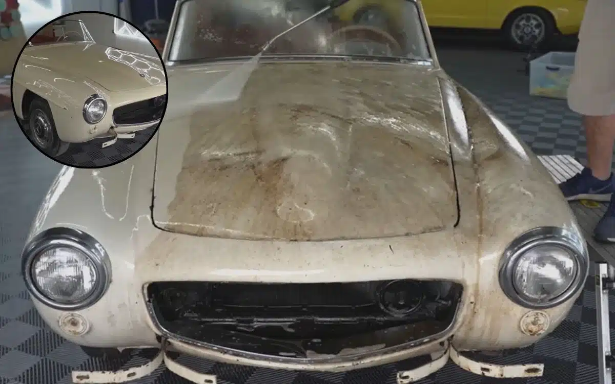 Satisfyingly ASMR moment ‘rarest’ Mercedes gets first wash after being in a basement for 60 years