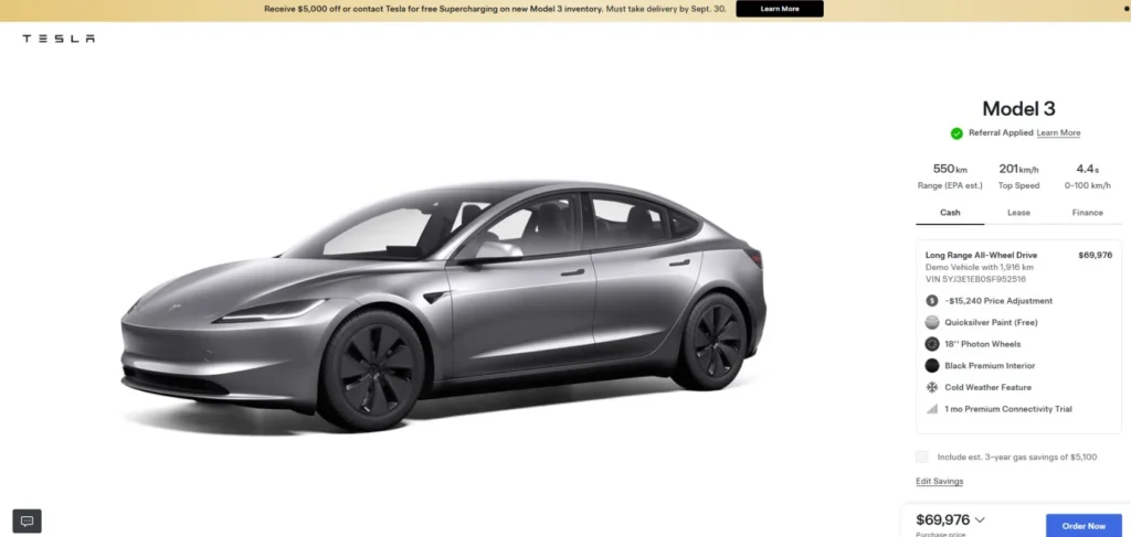 Tesla is offering a very enticing deal on its Model 3 in a move that could help boost sales as we head towards the end of the quarter