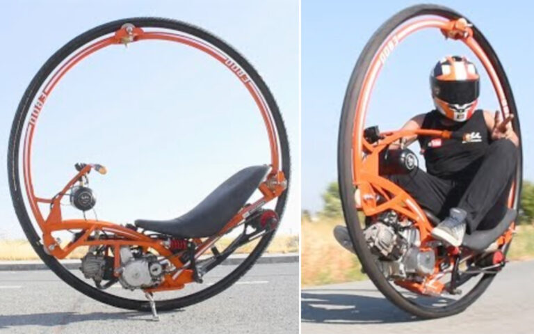 Monowheel with motorbike engine