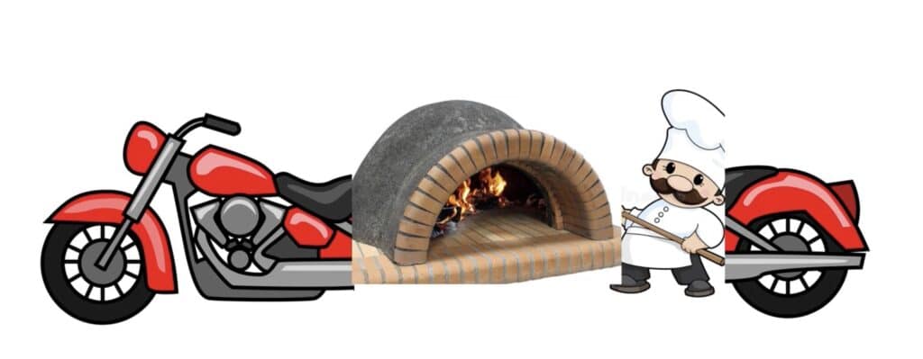 Motorbike pizza oven sketch