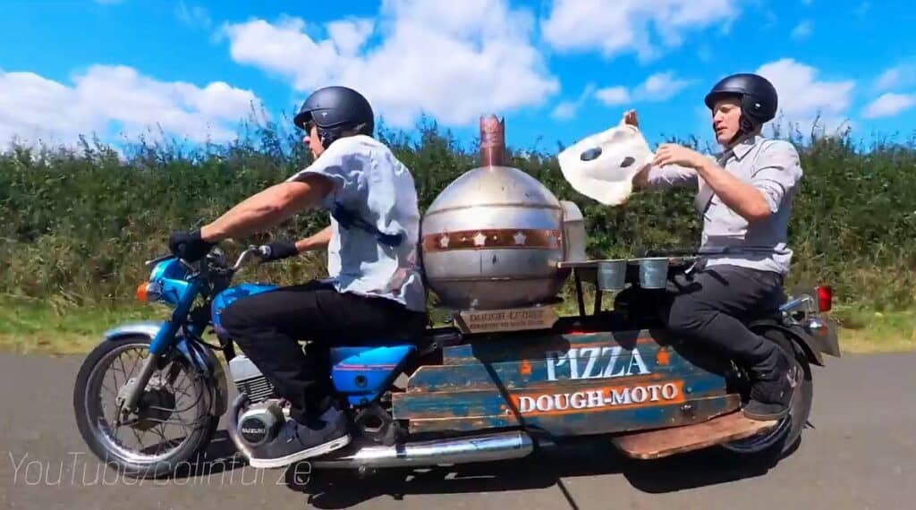 Motorbike pizza oven Frankenbike