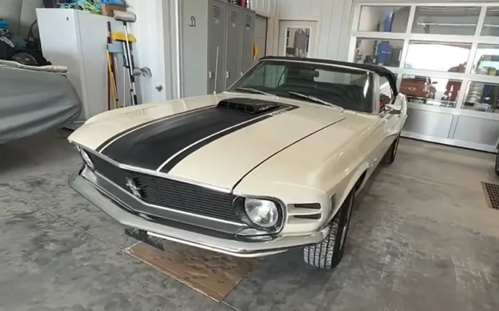 This 1970 Ford Mustang Cobra Jet is one of the rarest examples in the world and has held up incredibly well, albeit with a new Wimbledon White paint job