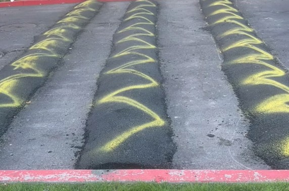 Painted DIY speed bumps