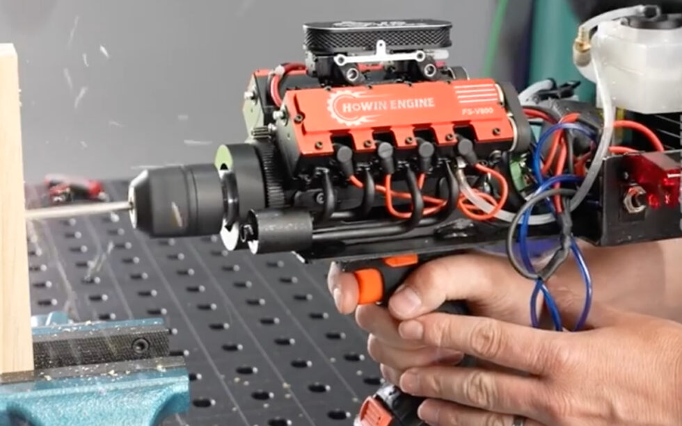 This guy just built a nitro V8 engine drill and it's insane