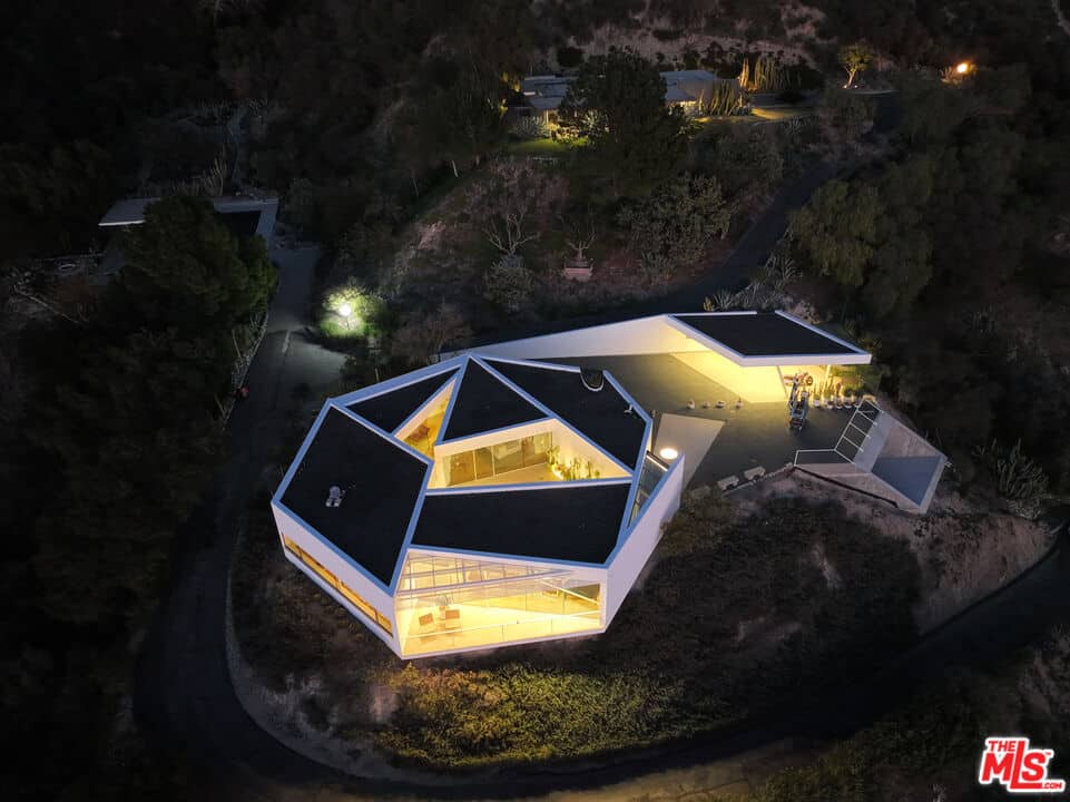 An aerial view of the house.
