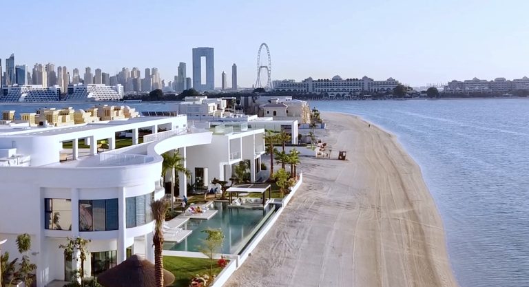 The private beach of the Palm Jumeirah property in Dubai.