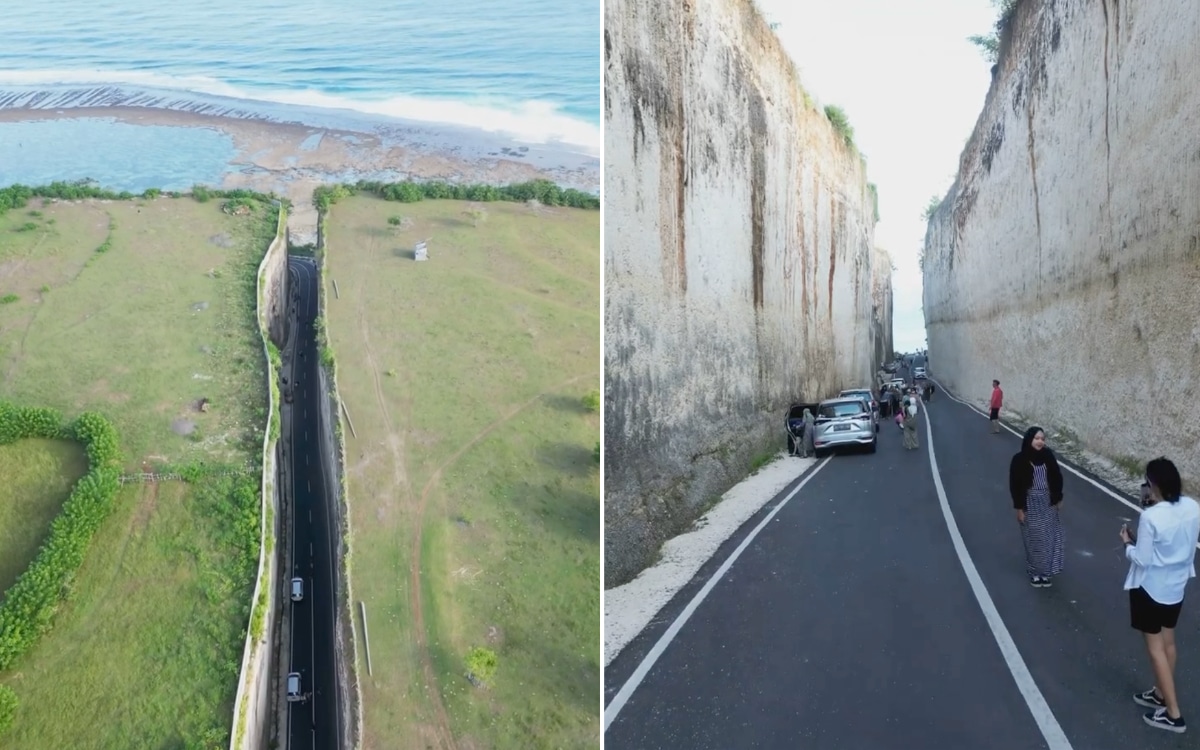 Remarkable road leading to Bali beach leaves drivers debating how it could have been built better