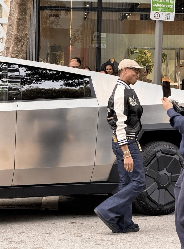 Pharrell Williams seen struggling to park Cybertruck in middle of Miami