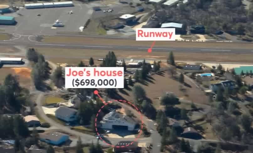 Pilot Joe Sobczak lives above hangar and next to private airport 