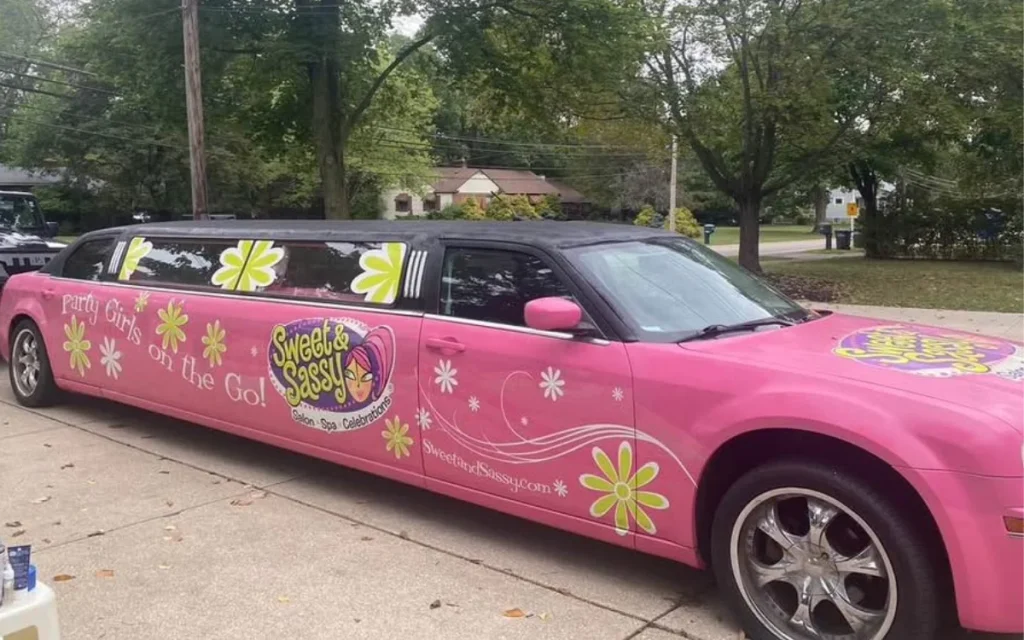 If turning heads is at the top of your Christmas list, then look no further than this bright pink Chrysler 300 limo, complete with ‘Party Girls’ decals, that’s gone up for sale on Facebook Marketplace