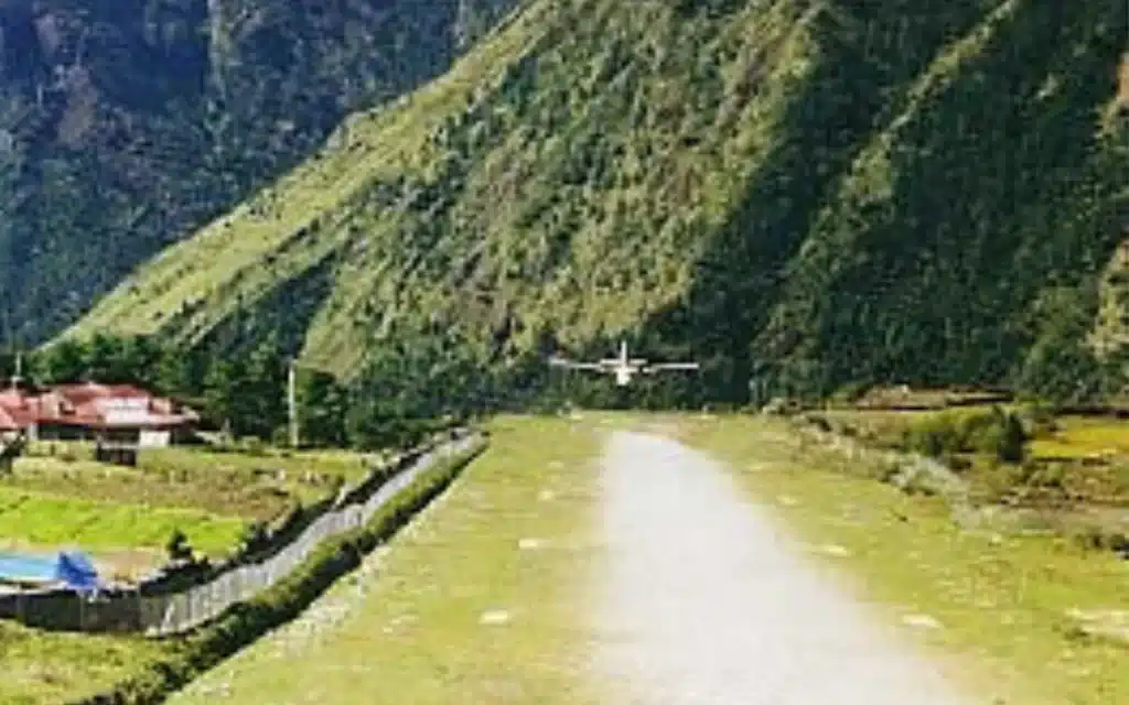 Nepal’s Tenzing-Hillary Airport, also known as Lukla Airport, is known as the world's most dangerous airport - and footage showing a plane attempting to take off shows exactly why