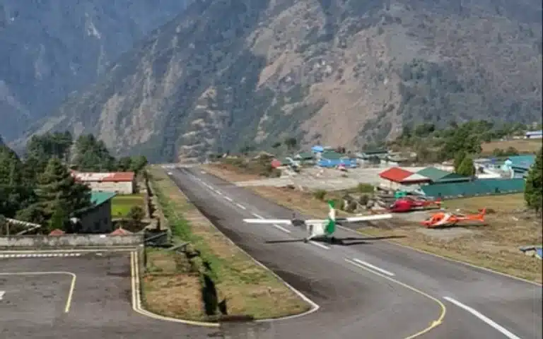 Nepal’s Tenzing-Hillary Airport, also known as Lukla Airport, is known as the world's most dangerous airport - and footage showing a plane attempting to take off shows exactly why