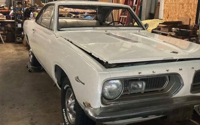 Abandoned for 15 years, this freshly repainted 1967 Plymouth Barracuda is now up for grabs on eBay - cracked paint, missing motor, big potential