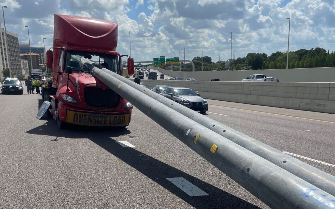 Florida truck driver miraculously escapes injury after 2 metal poles smash through his cab