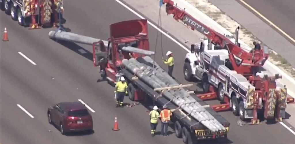 Poles smash through truck cabin in Tampa Florida