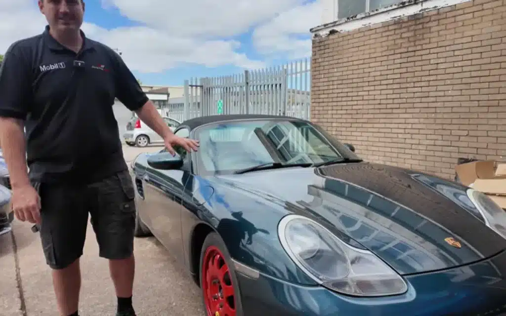 Mechanics revive a dusty Porsche Boxster S 986 after three years in a barn, uncovering rare green paint, hidden faults, and a flat-six that roars back to life