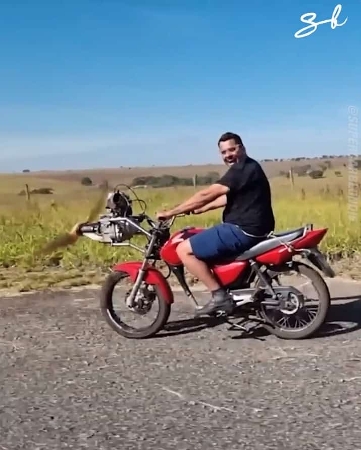 Riding the propeller-powered motorcycle