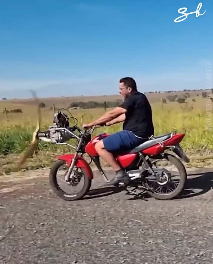 Riding the propeller-powered motorcycle