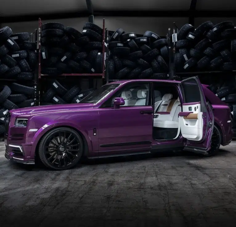 A purple Rolls-Royce Cullinan