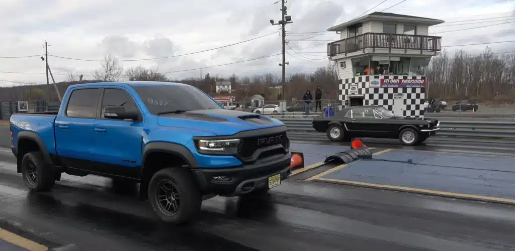 Ram 1500 TRX drag race Shelby GT500 and 1965 Mustang