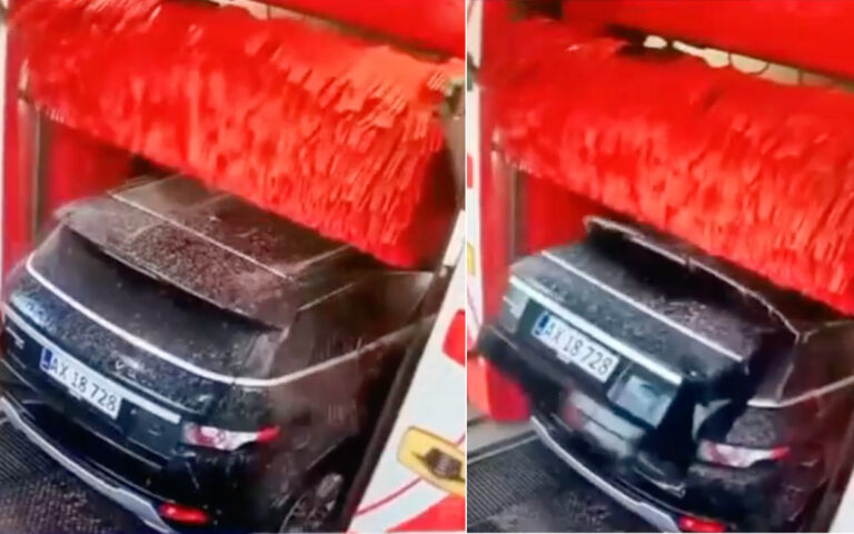 Range Rover destroyed in a car wash