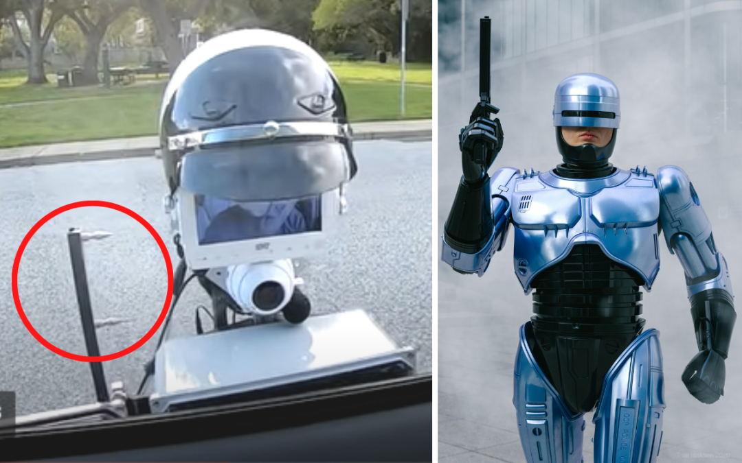 Real-life RoboCop can shoot spike strips at car wheels