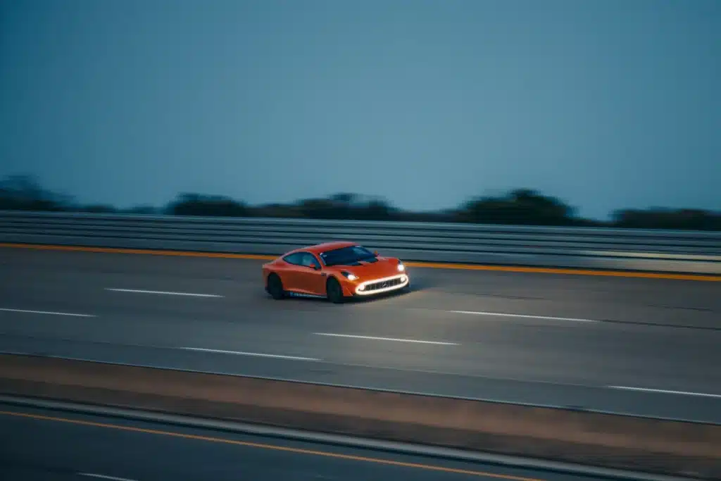 Mercedes-AMG GT XX Concept EV prototype during its record run in Nardo, Italy