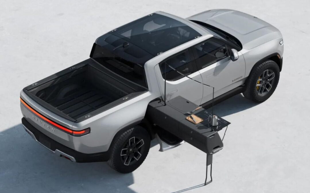 The Rivian R1T comes with a secret built-in camper kitchen