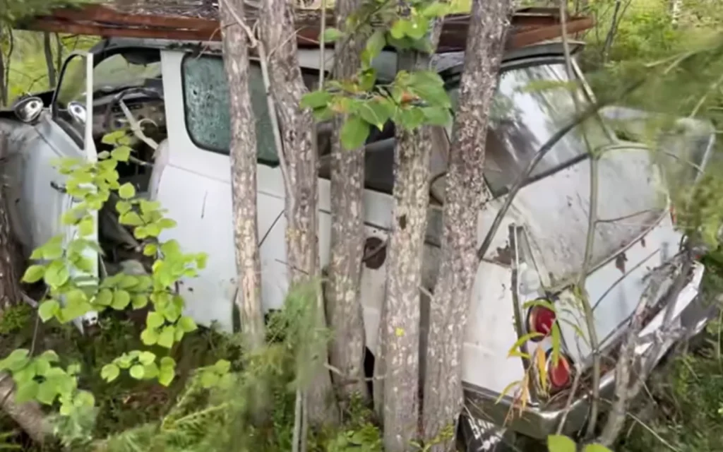 A man unearthed a 1961 Saab 95 that had been sitting in a Swedish forest for 55 years, and managed to bring it roaring back to life, like it was no big deal