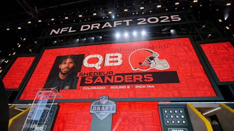 Shedeur Sanders was drafted with the No. 144 pick by the Cleveland Browns.