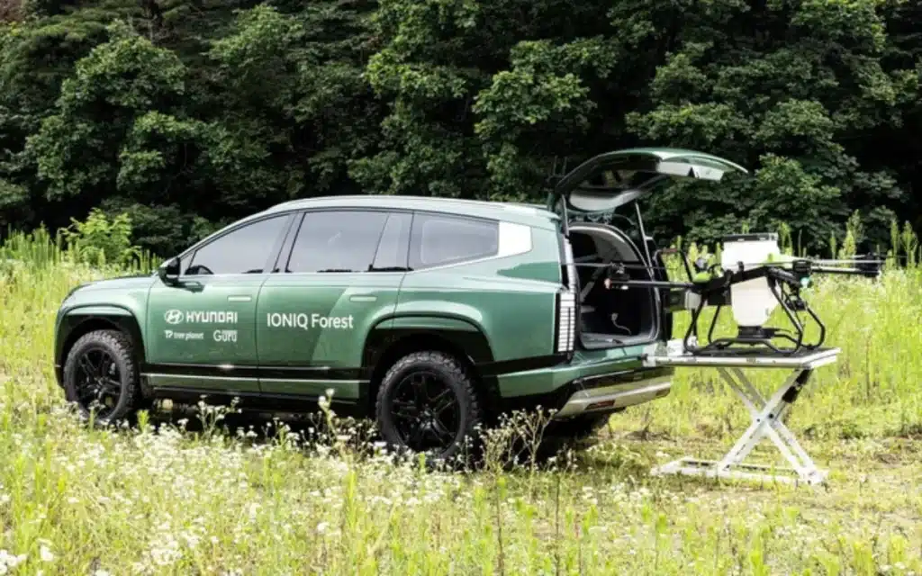 Hyundai has transformed the new Ioniq 9 into a mobile Seed Ball Drone Station that drops seed bombs to help reforest wildfire zones
