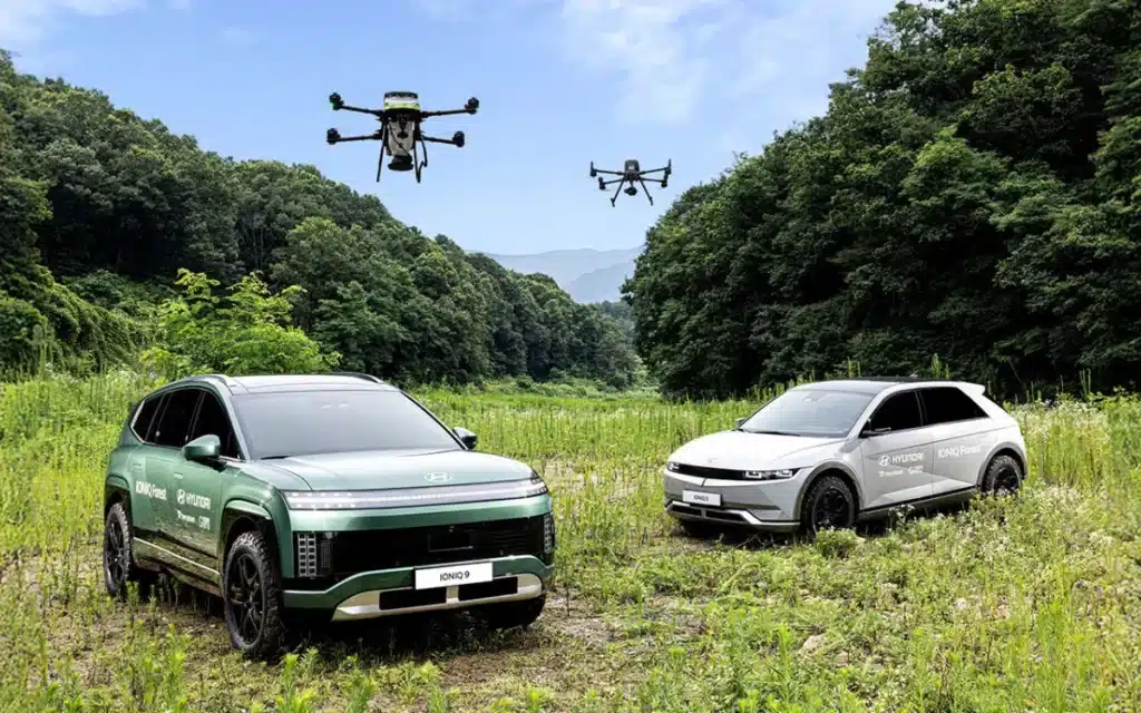 Hyundai has transformed the new Ioniq 9 into a mobile Seed Ball Drone Station that drops seed bombs to help reforest wildfire zones