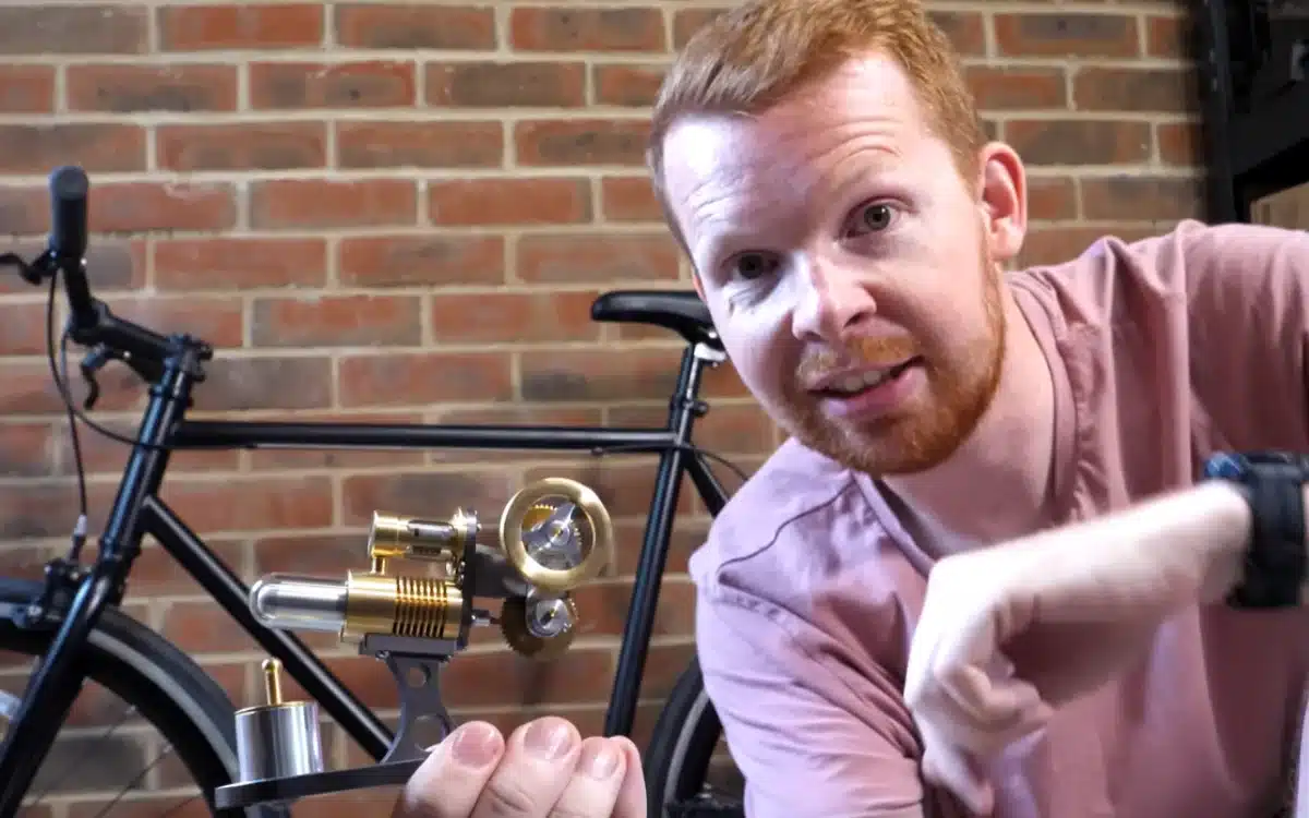 Man builds bike with 200-year-old engine that runs off heat and doesn’t use gas or battery