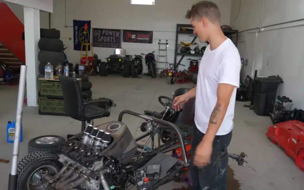 A Corvette bed turned go kart hits nearly 50mph, cruises alongside a Lamborghini, and wins over the internet with equal parts chaos, ingenuity, and pure fun