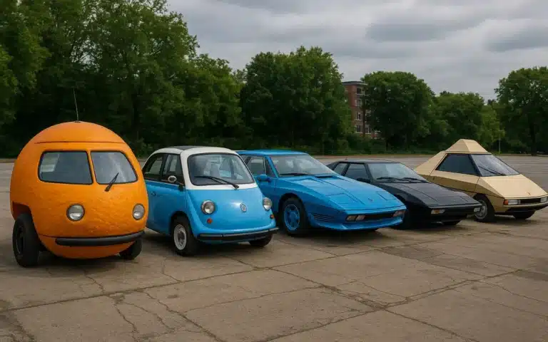 From fruit-shaped runabouts to six-wheeled supercars, discover nine of the weirdest cars ever built – quirky, rare, and unforgettable automotive oddities