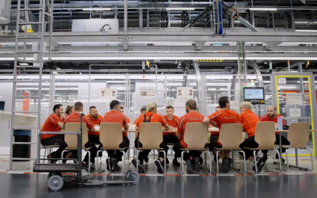 Adrien Brody steps into Porsche Stuttgart for The Intern documentary and learns there are no retakes on the factory floor