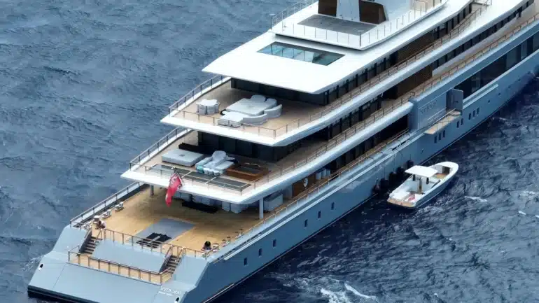 Steven Spielberg’s new $250M seven seas superyacht has been spotted and it looks like he owns a moving private island
