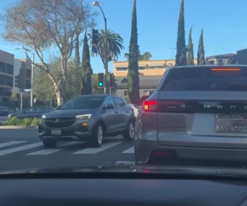 Man films what he claims is the quickest green light in LA after it lasts just three seconds at a West Hollywood intersection