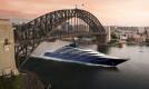 The world's largest yacht shown under the Sydney Harbour Bridge