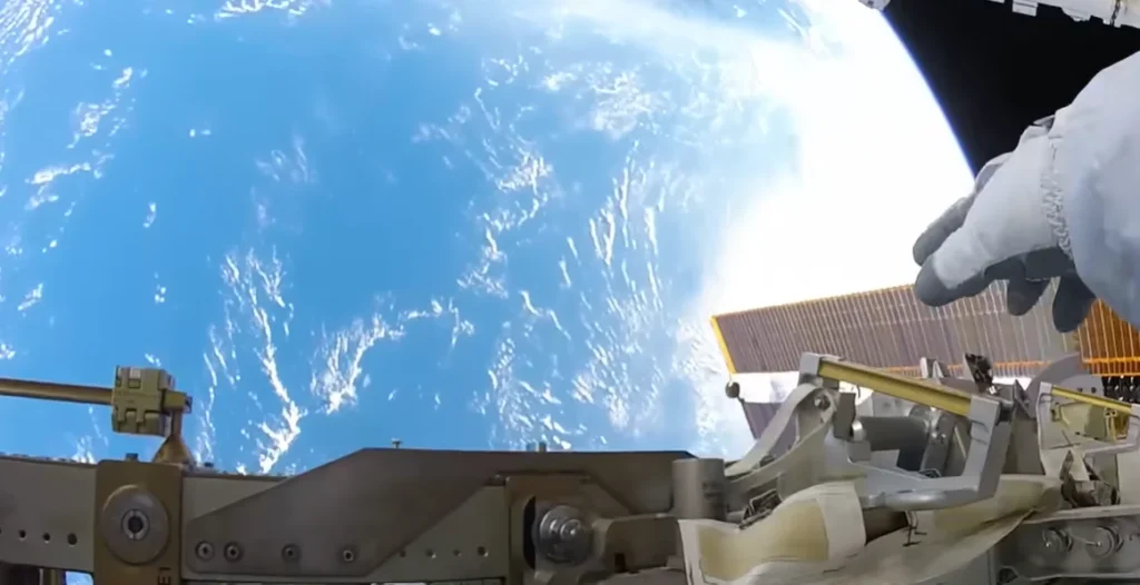 Nerve-wracking footage shows the POV of an astronaut doing a spacewalk on the International Space Station traveling at 17,500 mph 