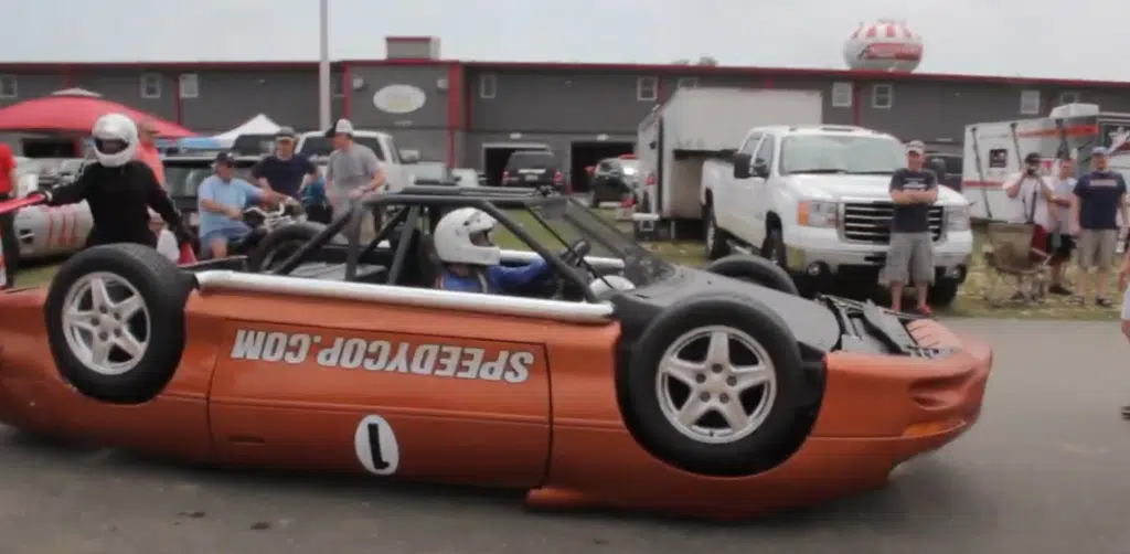 US police officer built bizarre upside-down Camaro race car