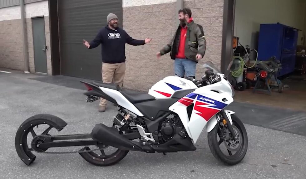 Redneck engineers build world's first splitwheel motorcycle