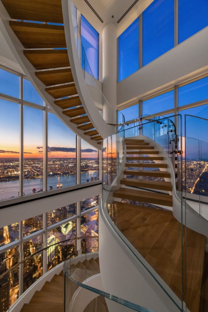 New York City penthouse: staircase in the world's tallest penthouse