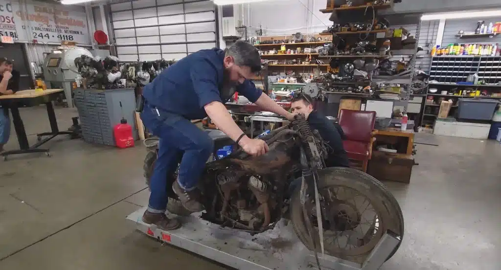 duo attempt to start Harley motorcycle